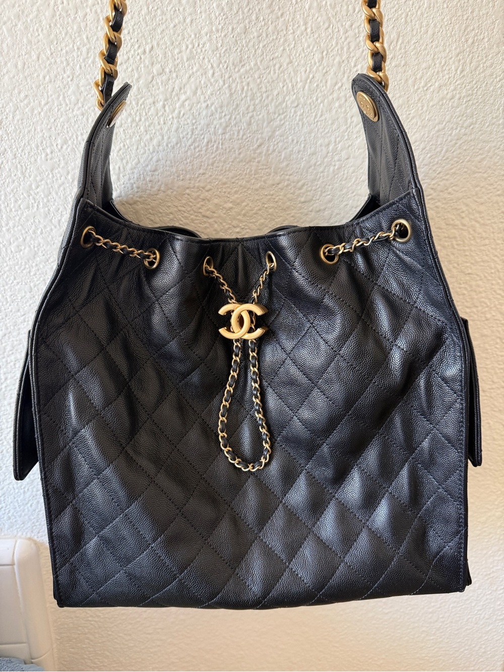 Chanel 25 Black, Medium, Antique Gold Hardware
